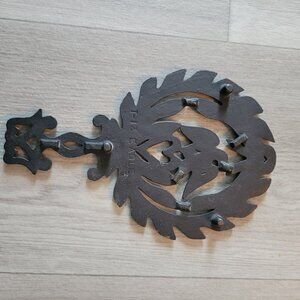Antique Cast Iron Door Trovet With Eagle & Heart Design